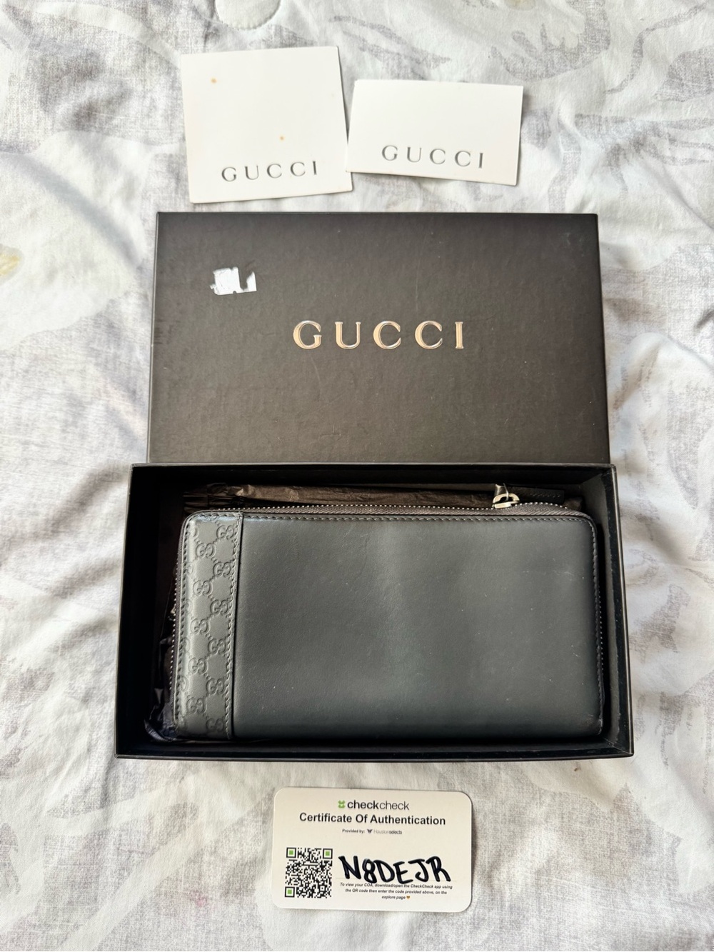Gucci Black Box with Gold Logo and White Authentication Card